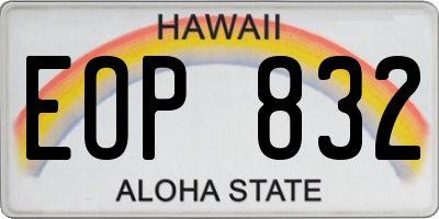 HI license plate EOP832