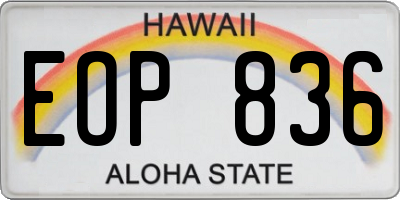 HI license plate EOP836