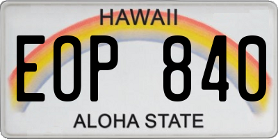 HI license plate EOP840
