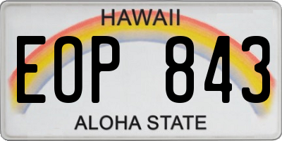 HI license plate EOP843
