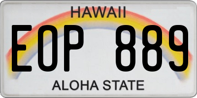 HI license plate EOP889
