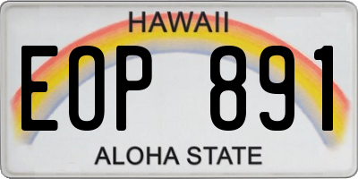 HI license plate EOP891