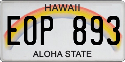 HI license plate EOP893