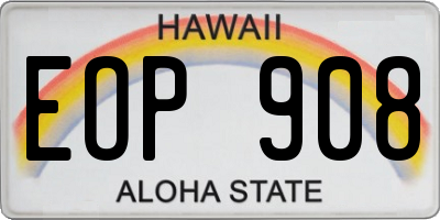 HI license plate EOP908