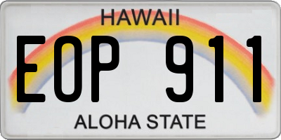 HI license plate EOP911