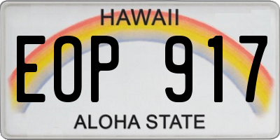 HI license plate EOP917