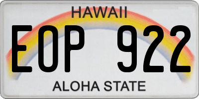 HI license plate EOP922