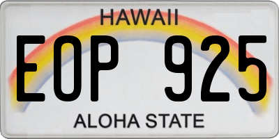 HI license plate EOP925
