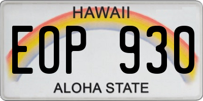 HI license plate EOP930