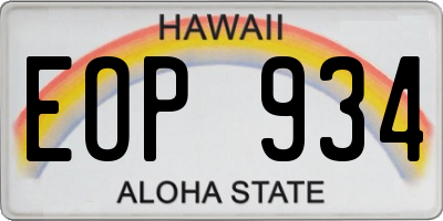 HI license plate EOP934