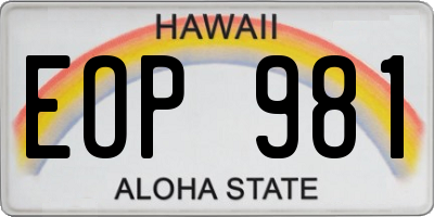 HI license plate EOP981