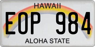 HI license plate EOP984