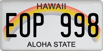 HI license plate EOP998