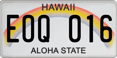 HI license plate EOQ016