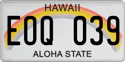 HI license plate EOQ039