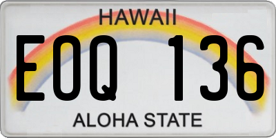 HI license plate EOQ136