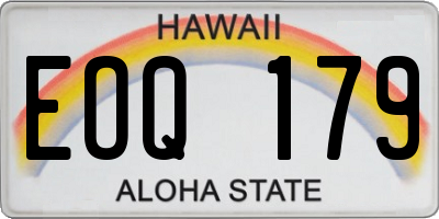 HI license plate EOQ179