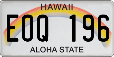 HI license plate EOQ196