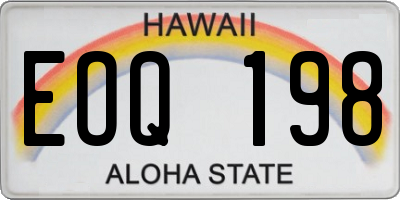 HI license plate EOQ198