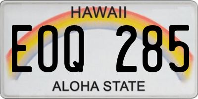 HI license plate EOQ285