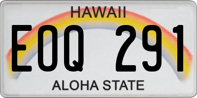HI license plate EOQ291
