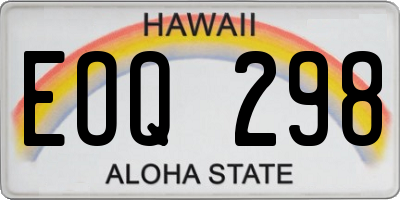 HI license plate EOQ298