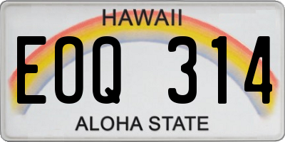 HI license plate EOQ314