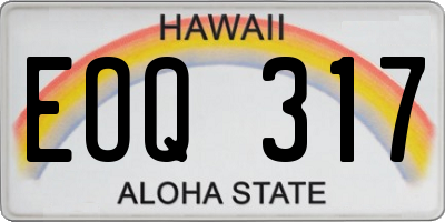 HI license plate EOQ317
