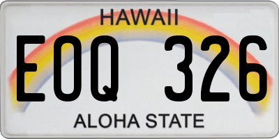 HI license plate EOQ326