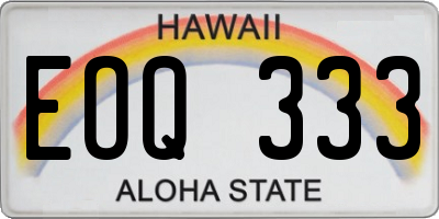 HI license plate EOQ333