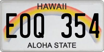 HI license plate EOQ354