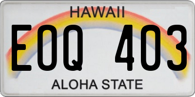 HI license plate EOQ403