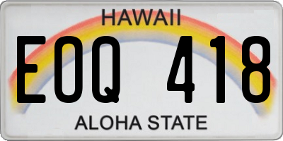 HI license plate EOQ418