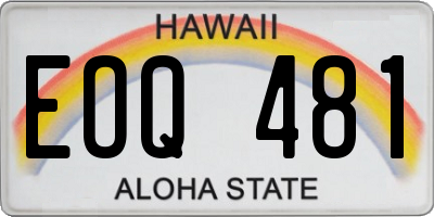 HI license plate EOQ481