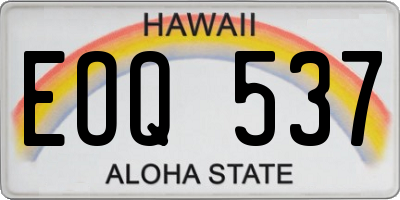 HI license plate EOQ537