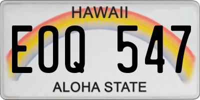 HI license plate EOQ547