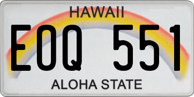 HI license plate EOQ551