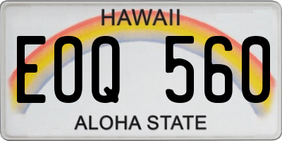 HI license plate EOQ560