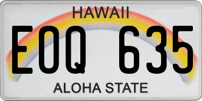 HI license plate EOQ635