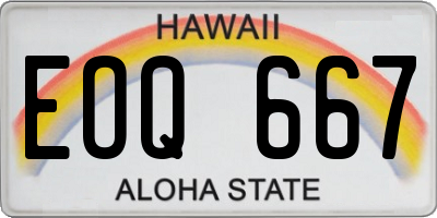 HI license plate EOQ667