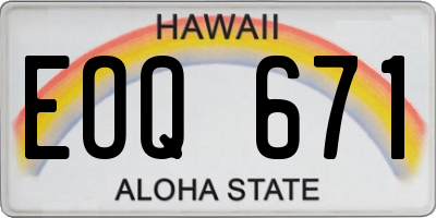 HI license plate EOQ671