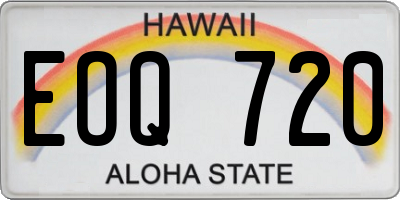 HI license plate EOQ720