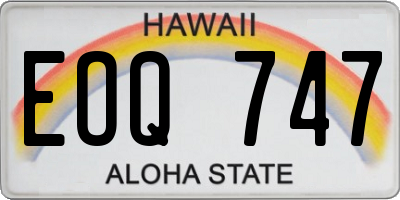 HI license plate EOQ747