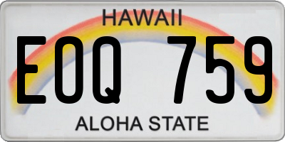 HI license plate EOQ759