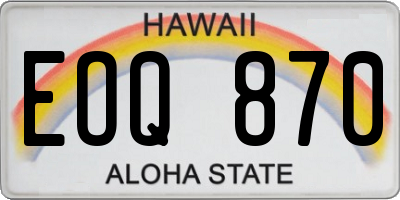 HI license plate EOQ870