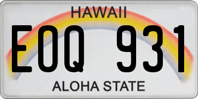 HI license plate EOQ931