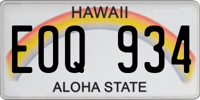 HI license plate EOQ934