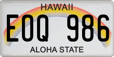 HI license plate EOQ986