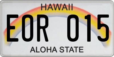 HI license plate EOR015