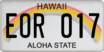 HI license plate EOR017